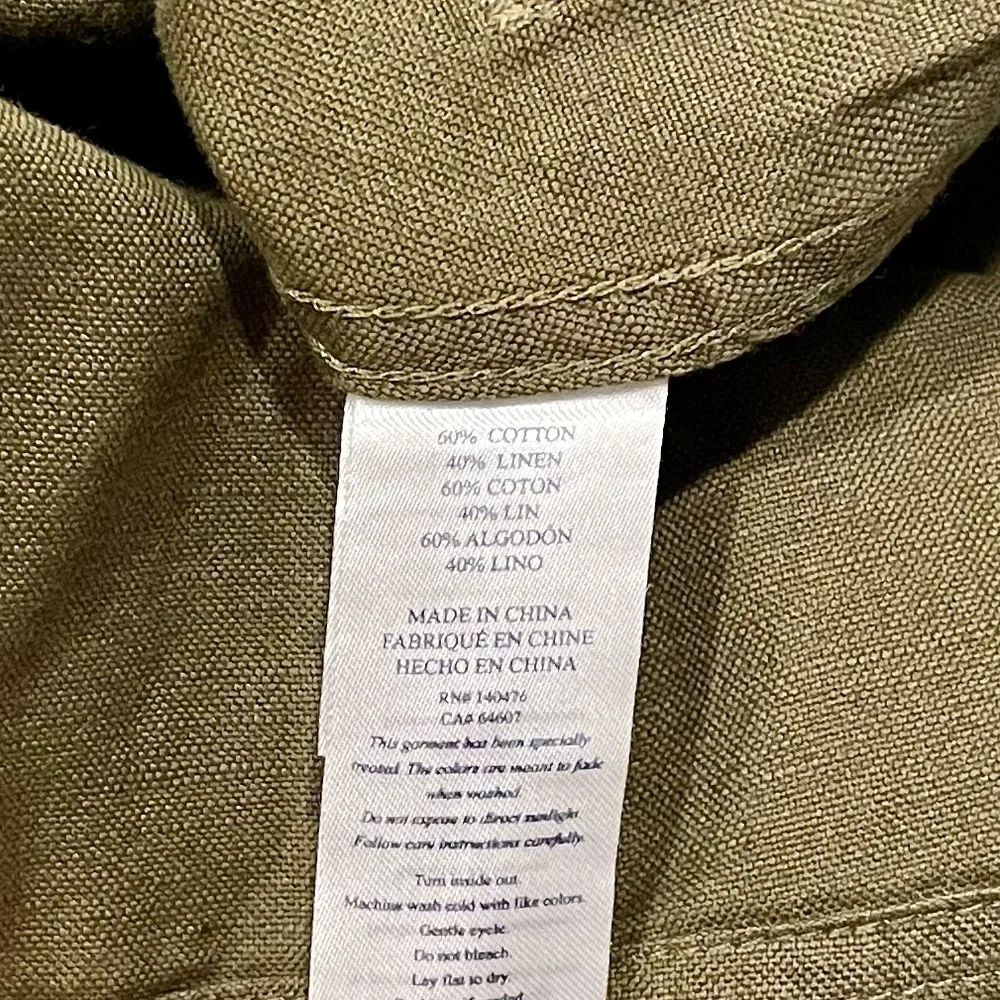Faherty Brand Military Green Belted Tie Waist Linen / Cotton Palos Verdes Skirt